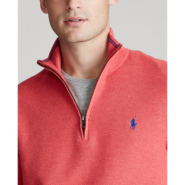 Rosette Heather Cotton Mesh Quarter-Zip Jumper Big & Tall 6