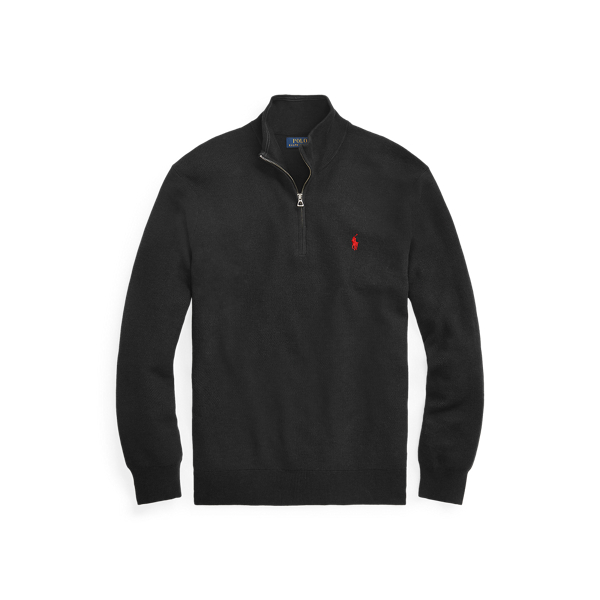 Polo Black Mesh-Knit Cotton Quarter-Zip Sweater Big & Tall 2