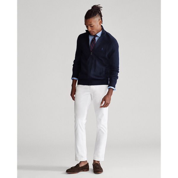 Navy Heather Cotton Mesh Full-Zip Jumper Big & Tall 4