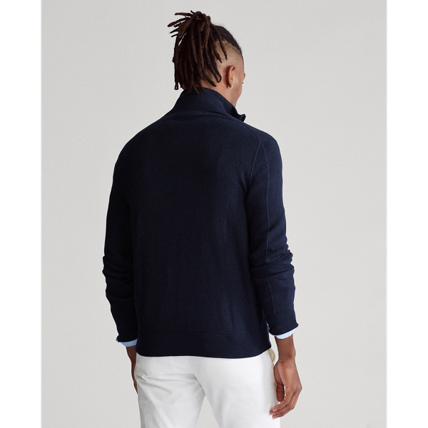 Navy Heather Cotton Mesh Full-Zip Jumper Big & Tall 5