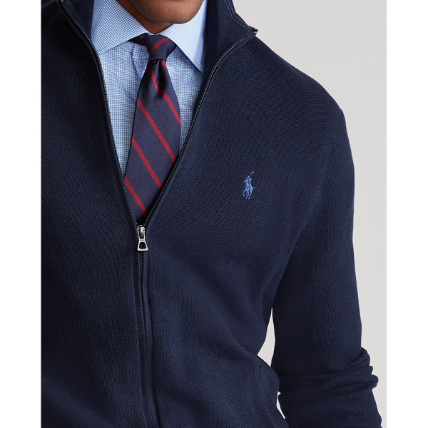 Navy Heather Cotton Mesh Full-Zip Jumper Big & Tall 6