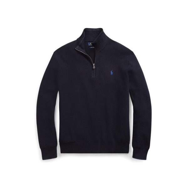 Navy Heather Cotton Mesh Full-Zip Jumper Big & Tall 2
