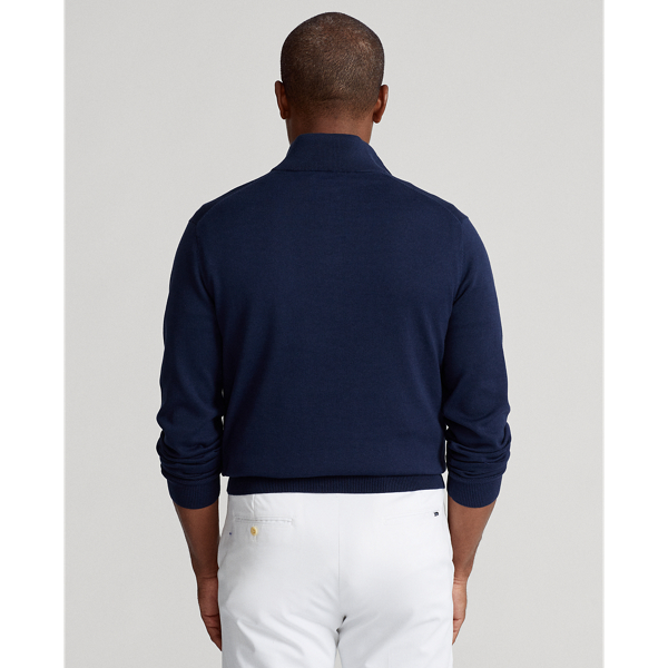Refined Navy Cotton Quarter-Zip Jumper Polo Golf 5