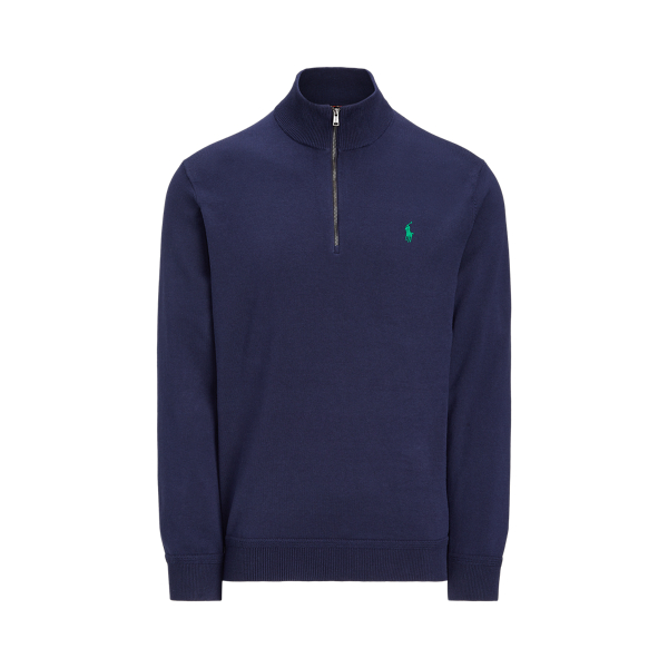 Refined Navy Cotton Quarter-Zip Jumper Polo Golf 2