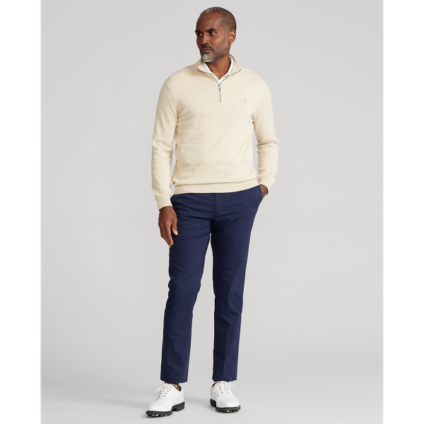 Oatmeal Heather Cotton Quarter-Zip Jumper Polo Golf 4