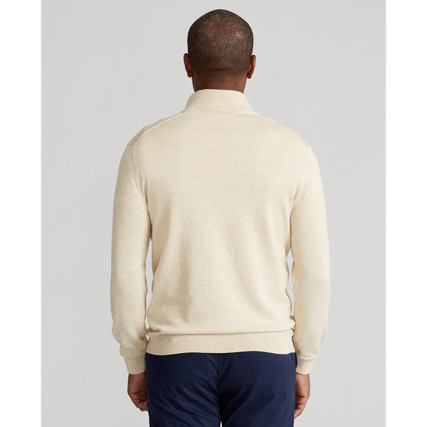 Oatmeal Heather Cotton Quarter-Zip Jumper Polo Golf 5