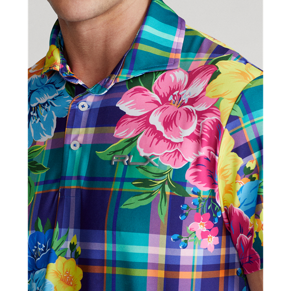 Custom Slim Fit Performance Polo Shirt RLX em Multi Mixed Madras Floral 6