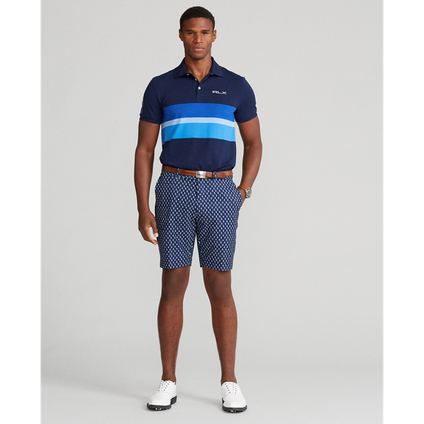 Custom Slim Fit Tech Piqu&eacute; Polo RLX em Refined Navy Multi 4