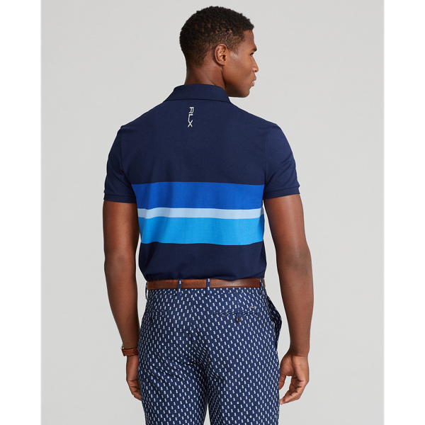 Custom Slim Fit Tech Piqu&eacute; Polo RLX em Refined Navy Multi 5