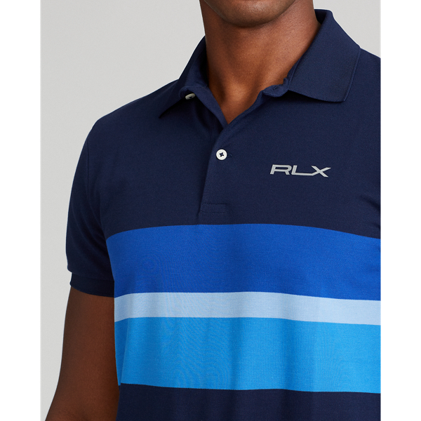 Custom Slim Fit Tech Piqu&eacute; Polo RLX em Refined Navy Multi 6
