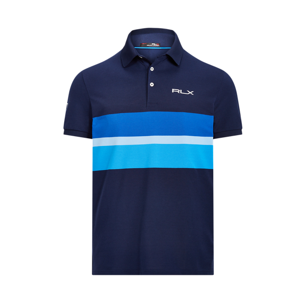 Custom Slim Fit Tech Piqu&eacute; Polo RLX em Refined Navy Multi 2