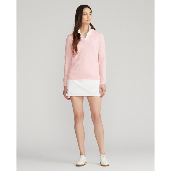 Carmel Pink/White Cotton V-Neck Golf Jumper Ralph Lauren Golf 4