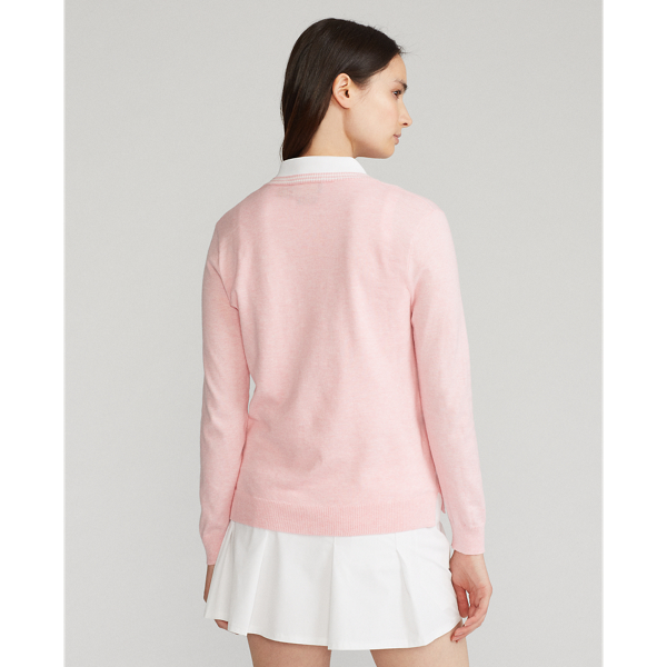 Carmel Pink/White Cotton V-Neck Golf Jumper Ralph Lauren Golf 5