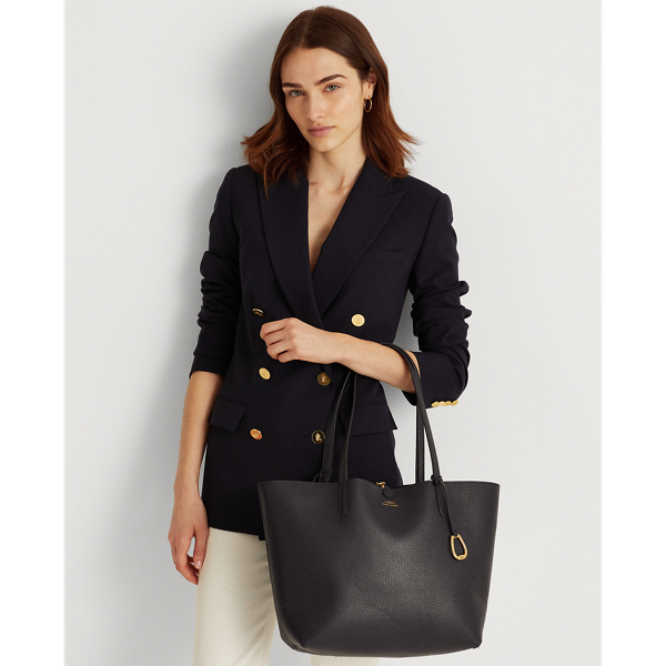 Equestrian Belt/ Navy Faux-Leather Reversible Tote Lauren 8