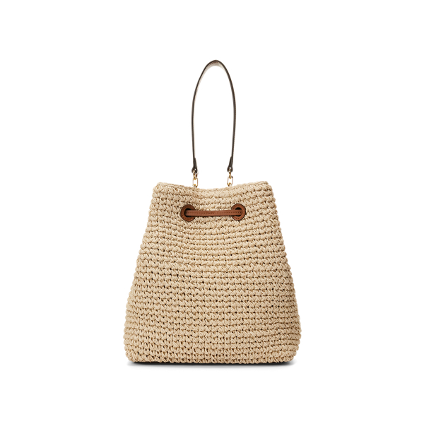 Crochet-Straw Debby Drawstring Bag