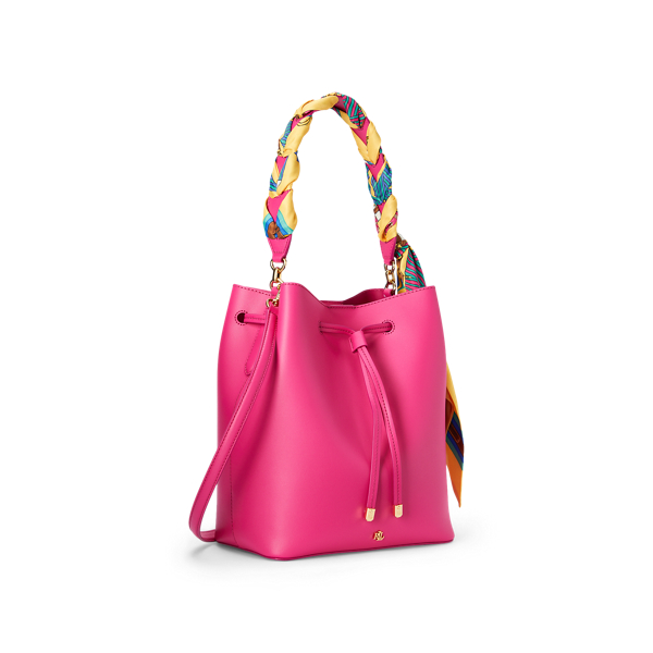 Bright Pink Print-Scarf Debby Drawstring Bag Lauren 3