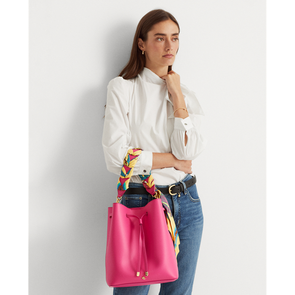 Bright Pink Print-Scarf Debby Drawstring Bag Lauren 7