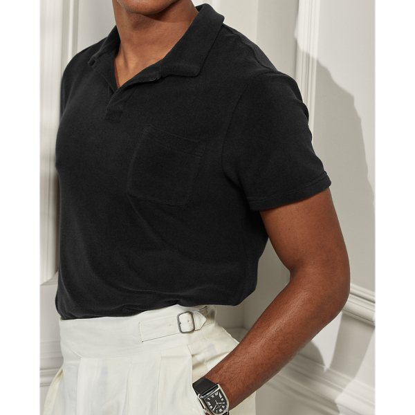 Classic Black Terry Polo Shirt Purple Label 6