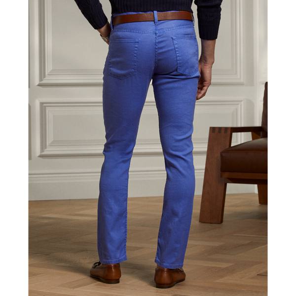 Washed Flag Blue Slim Fit Linen-Cotton Stretch Jean Purple Label 5