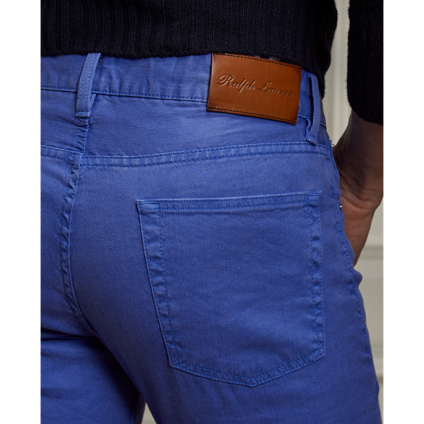 Washed Flag Blue Slim Fit Linen-Cotton Stretch Jean Purple Label 6