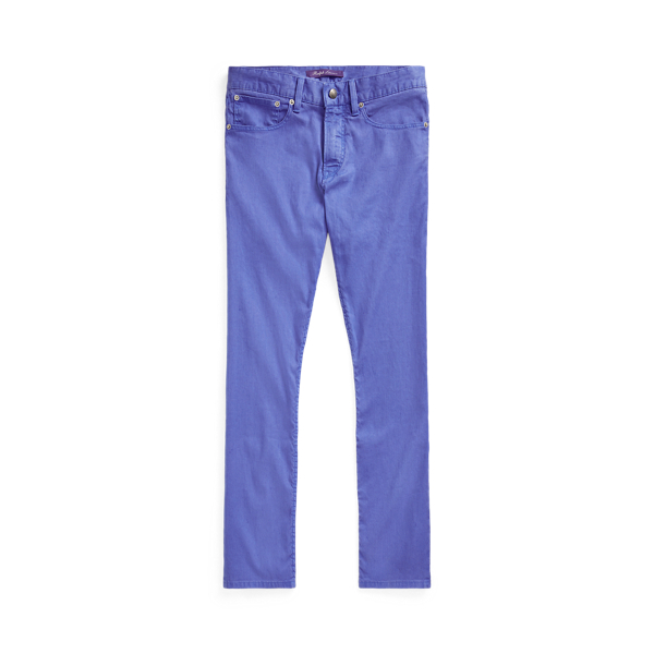 Washed Flag Blue Slim Fit Linen-Cotton Stretch Jean Purple Label 2