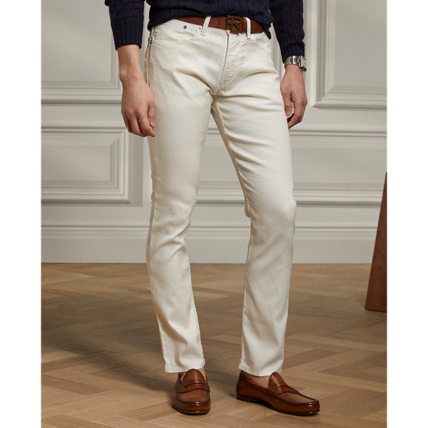 Slim Fit Linen-Cotton Stretch Jean Purple Label em Washed Classic Cream 4