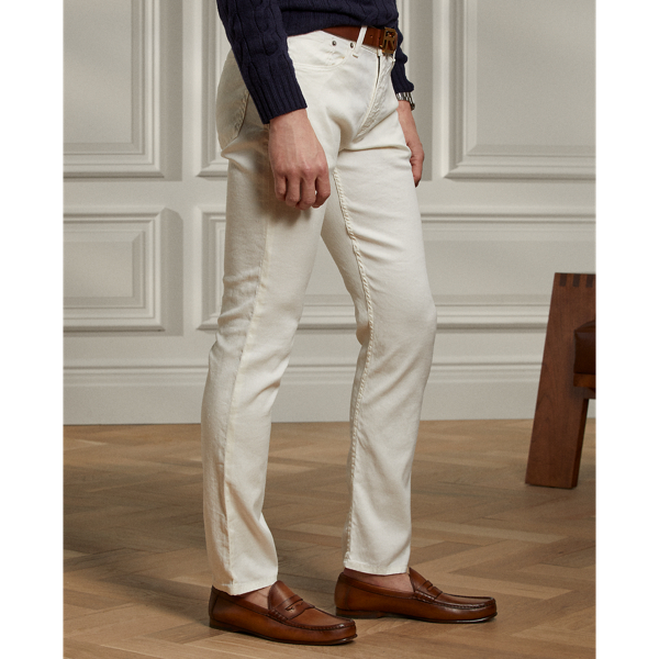 Slim Fit Linen-Cotton Stretch Jean Purple Label em Washed Classic Cream 5