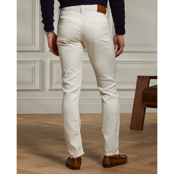 Slim Fit Linen-Cotton Stretch Jean Purple Label em Washed Classic Cream 6