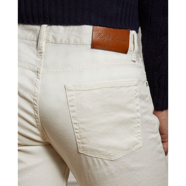 Slim Fit Linen-Cotton Stretch Jean Purple Label em Washed Classic Cream 7