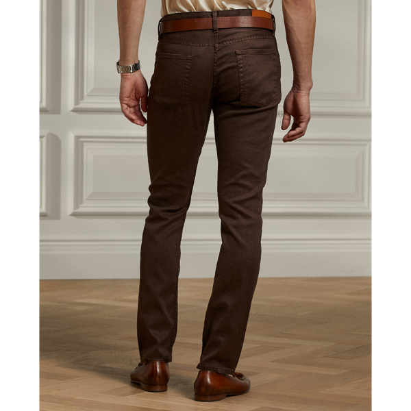 Luggage Brown Slim Fit Linen-Cotton Stretch Jean Purple Label 5