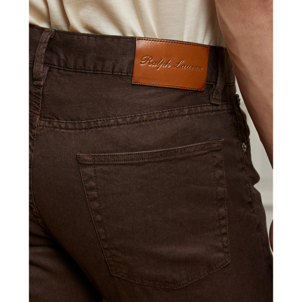 Luggage Brown Slim Fit Linen-Cotton Stretch Jean Purple Label 6