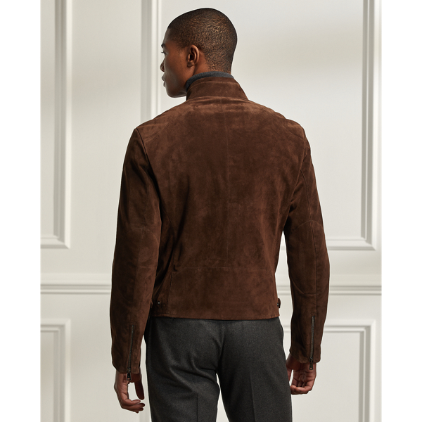 Luggage Brown Suede Biker Jacket Purple Label 4