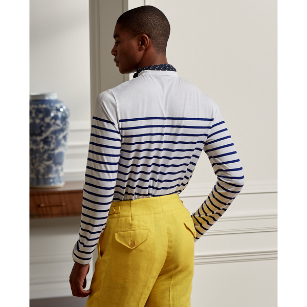 Optic White/Royal Blue Striped Lisle Long-Sleeve T-Shirt Purple Label 5