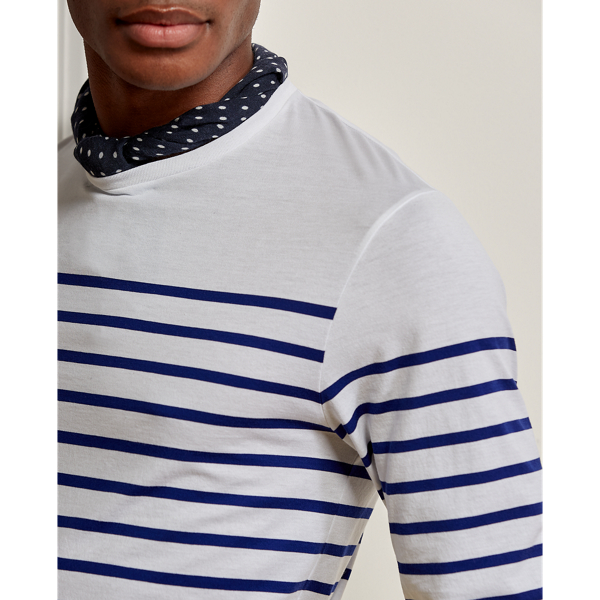 Optic White/Royal Blue Striped Lisle Long-Sleeve T-Shirt Purple Label 6