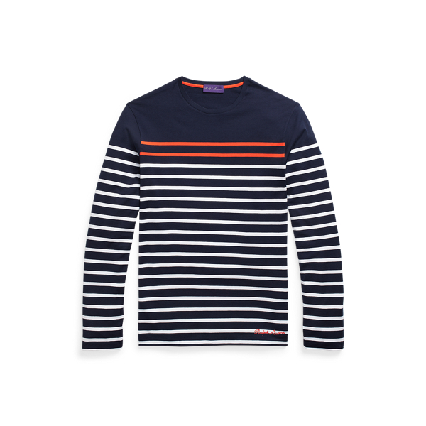 Maglietta in filo di Scozia a righe Purple Label in 1