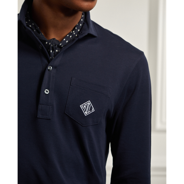 Classic Chairman Navy Custom Slim Fit Monogram Polo Shirt Purple Label 6