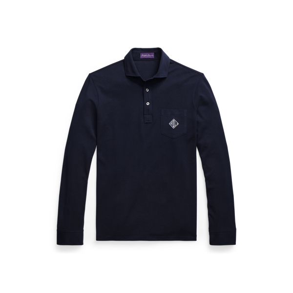 Classic Chairman Navy Custom Slim Fit Monogram Polo Shirt Purple Label 2