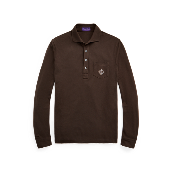 Dark Luggage Brown Custom Slim Fit Monogram Polo Shirt Purple Label 2