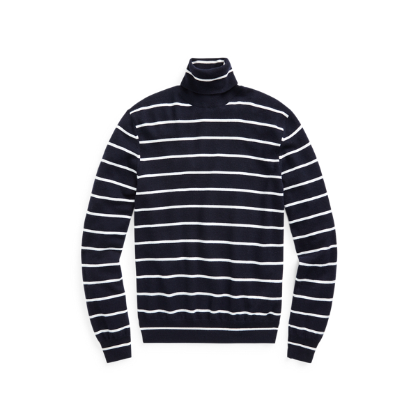 Striped Cashmere Roll Neck Jumper Purple Label 1