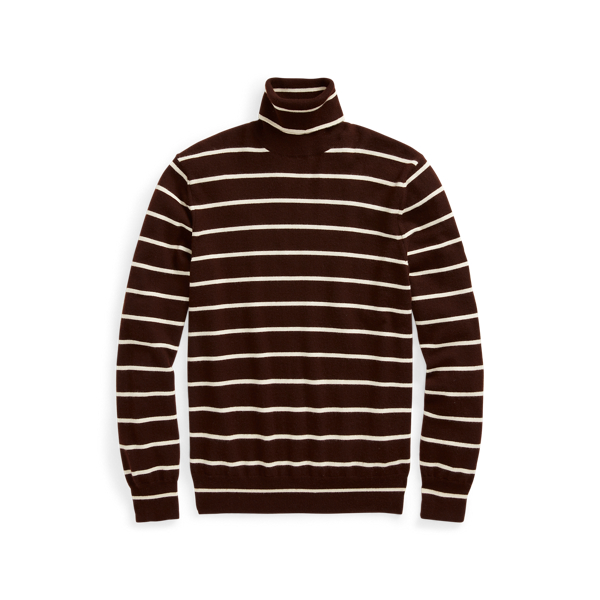 Striped Cashmere Roll Neck Jumper Purple Label 1