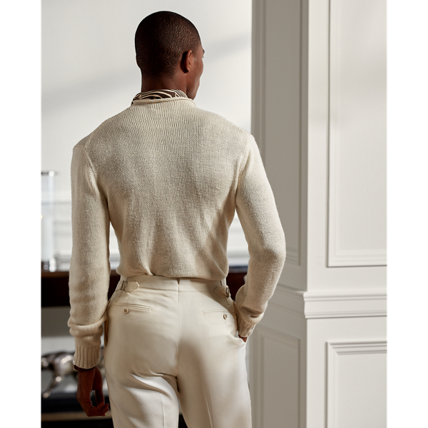 Estate Cream Silk-Linen Rollneck Jumper Purple Label 5