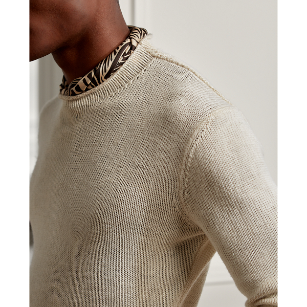 Estate Cream Silk-Linen Rollneck Jumper Purple Label 6