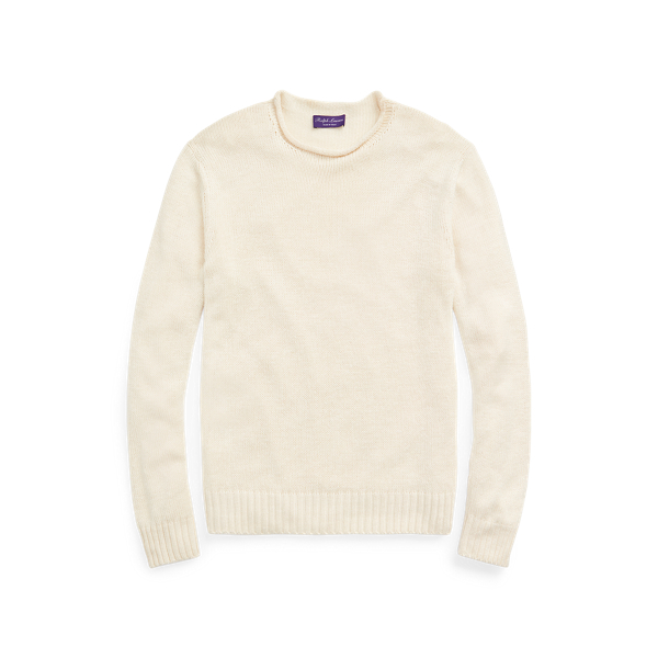 Estate Cream Silk-Linen Rollneck Jumper Purple Label 2