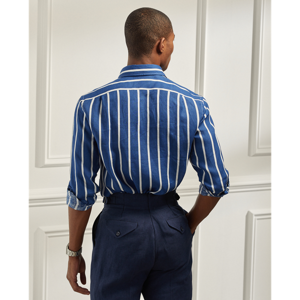 Royal / White Striped Linen Shirt Purple Label 5