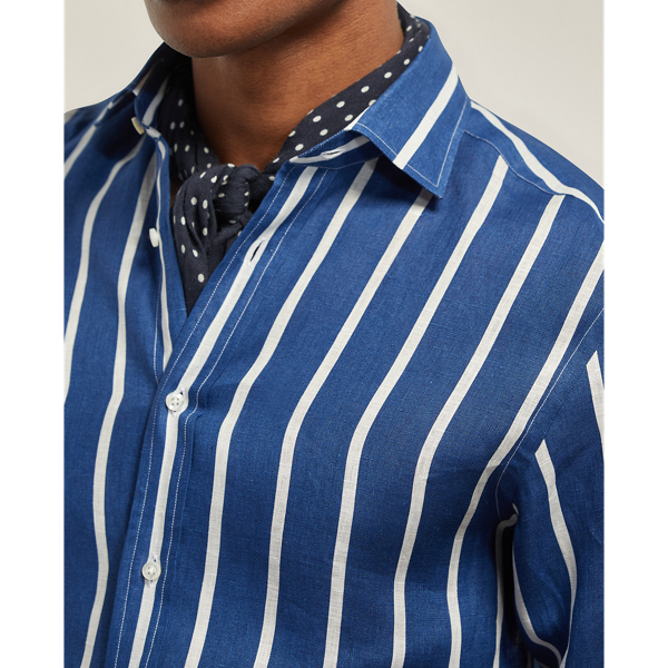 Royal / White Striped Linen Shirt Purple Label 6