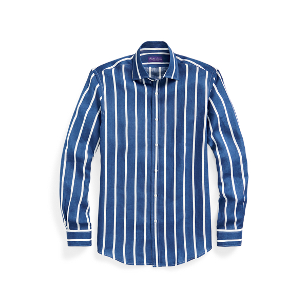 Royal / White Striped Linen Shirt Purple Label 2