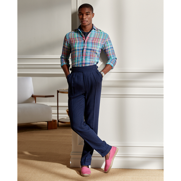 Pink Multi Plaid Linen Shirt Purple Label 4
