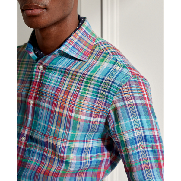 Pink Multi Plaid Linen Shirt Purple Label 6