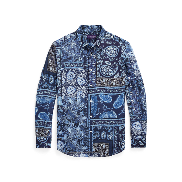 Paisley Patchwork Linen Shirt Purple Label 1