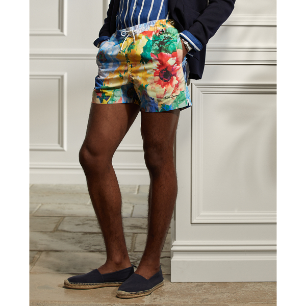 Navy Floral Multi 12.5 cm Amalfi Swimming Trunks Purple Label 4
